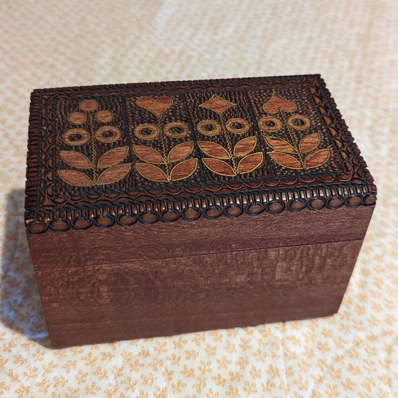 Handmade Wooden Box Made in Poland, Contains Two New Sets of Playing Cards